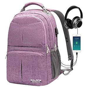 BOLANG Backpack for Men Water Resistant Travel Backpack Women Laptop Backpacks Fits 16 inch Laptop (8459 Upgraded Purple)