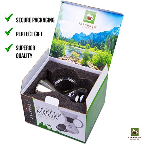 Parkbrew Pour Over Coffee Maker - Set Includes Glass Pourover Carafe (Up To 27 Fl. Oz.), Heat Retaining Lid, And Reusable Coffee Filter Or Dripper #TOP1