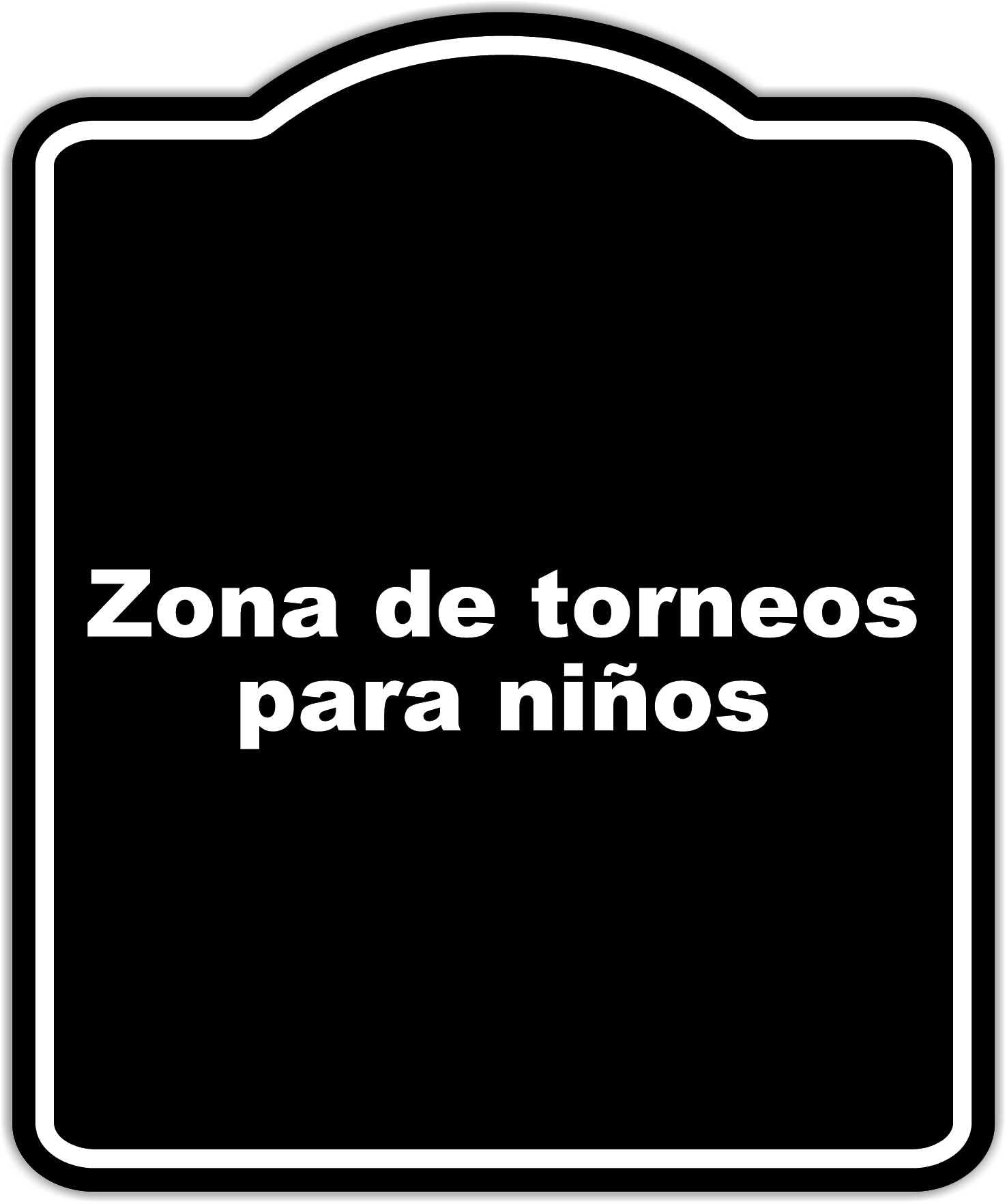 Zona de torneos para niños BLACK Aluminum Composite Sign 8.5 x 10 inches