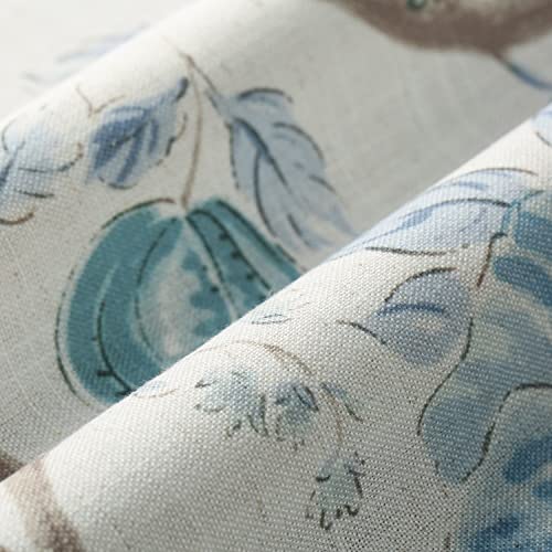 Leeva Vintage Floral Printed Linen Blended Tiers For Kitchen Windows Prevent Glare Mini Square Blue Dining Room Drapes Rod Pocket Half Curtain Panels Set, 30 X 30 Inch #TOP4