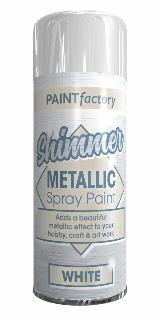 AlezyB - 2 x Metallic Dazzling White Spray Paint 200ml Multi-Purpose Aerosol Use for Metal and Wooden Furniture, Ornaments, Decorative Items and Much More for Interior & Exterior