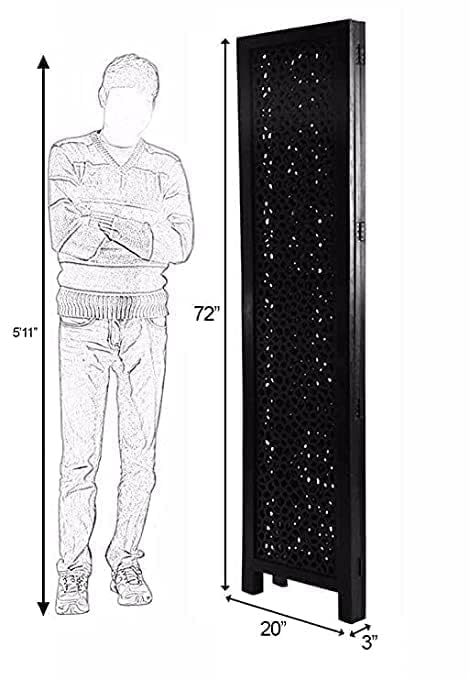 Image of Wooden Partition for Living Room,Divide Wall Room Divider Screen Separator, Wall Panel Divider for Hall | Bedroom |Office | Puja Room | Restaurant S Design 3 Panel with Stand
