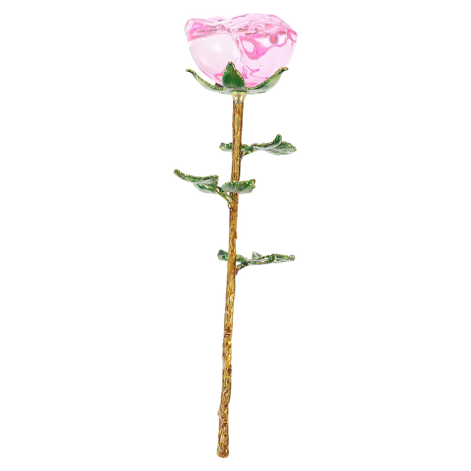 KICHOUSE Dekorativer Künstlicher Rosenstrauß aus Glas mit Mehrschichtigem Aussehen und Blättern zur Heimdekoration und Romantisches Geschenk