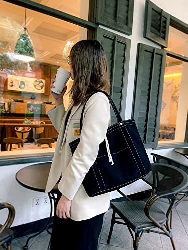 Jeelow 16oz Washed Canvas Tote Shoulder Bag Crossbody Handbag For Men & Women With Pockets4