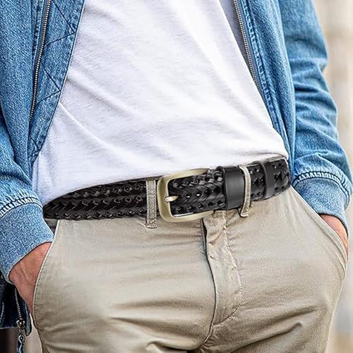 Braided Genuine Leather Belt – 1 3/8" Woven Style for Jeans, Golf, or Dress Pants3