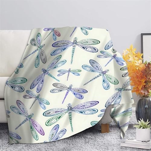 Plaid de salon libellule 127x152cm couverture microfibre