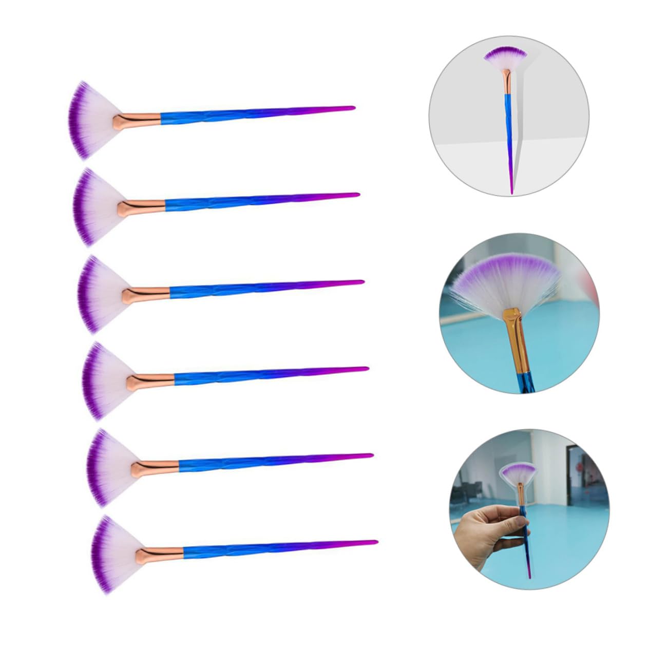 MAGICLULU 4 Set Di Pennelli Per Il Trucco Applicatori Riutilizzabili Pennelli Per Il Trucco A Ventaglio Per Creme Lozioni Maschere Di Facili Da Pulire 6 Pezzi*4