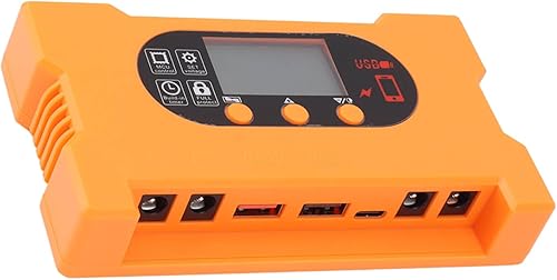 Miniatura 6 de Controlador de carga solar Dual USB tipo C Carga rápida Panel Solar Regulador de batería Dc5521 Interfaz 12v24v Adaptación automática, Naranja