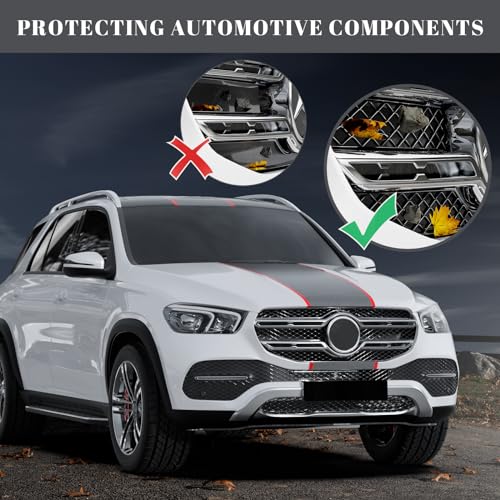 Image of GOSCHE 40 inchx13 inch Universal Car Grill Mesh, 6x12 mm Rhombic Hole Grill Inserts for Automotive Front Bumper, 100x33 cm Multifunctional Black Painted Aluminum Front Grill Assembly, 2 Pack