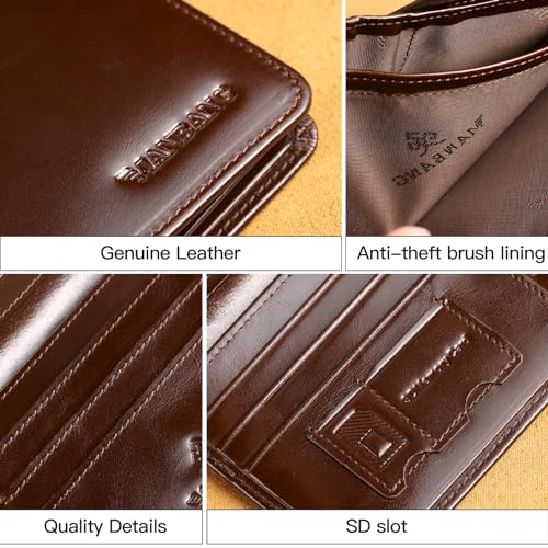 Men's Wallets RFID Genuine Leather Trifold Wallets For Men with ID Window and Credit Card Holder4