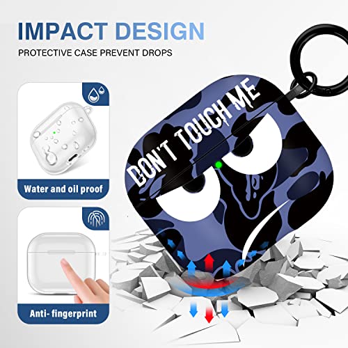 Image of for Airpods 3 Case 2021, Don't Touch Me for Airpods Cover with Keychain Soft Cute Shockproof Cover for Women Men Compatible with for Airpods 3 Charging Case,Blue