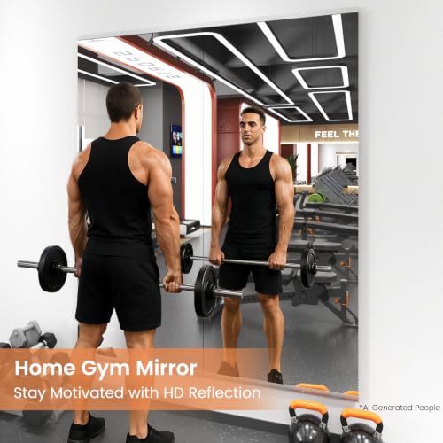 Image of LOAAO Home Gym Mirror 60 inchx25 inch, 2 PCS