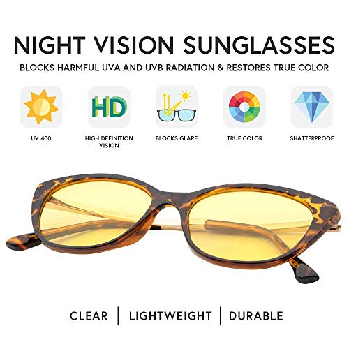 VITENZI Night Vision Glasses for Men and Women Anti Glare Safety for Night Day Driving HD Yellow Tinted Sunglasses Verona3