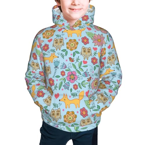 Cartoon Foxes and Owls Kid Hoodies Boys Sweatshirts Girls Pullover with Pocket3