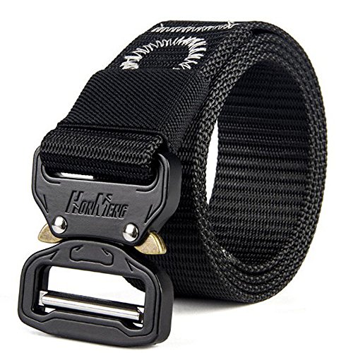 Cinturón Táctico, Nylon Militar Riggers cinturón con hebilla de metal, 130cm Largo (Negro) Cover