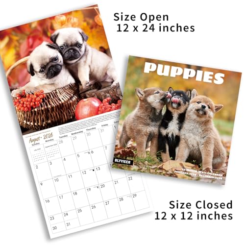 2026 wall calendarcalendar 2026puppy monthly wall calendar 1234 x 2434 openfamily planner calendar organizer with cute puppy images for puppies dogs lovers