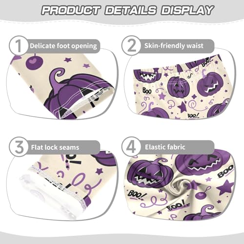 Purple Pumpkin Stars Boo Girls Leggings Soft Stretch Workout Yoga Dance Pants for Kids Casual Tights3