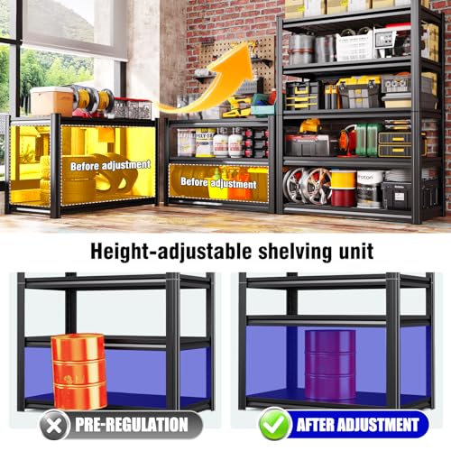 Image of 2Pack 5 Tier Heavy Duty Garage Shelving,2500LBS Adjustable Metal Storage Shelves, Boltless Industrial Shelving Unit for Garage, Basement, Warehouse, Pantry, Closet, Kitchen, 78 inchx 46 inchx 20 inch Black