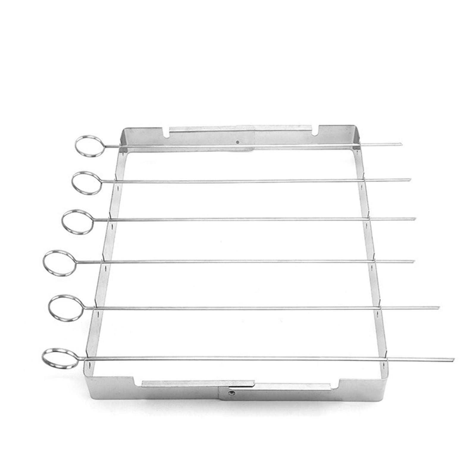 Mekalero Stainless Steel Grill Rack Foldable Barbecue Skewers Forks with Holder Barbecue Accessories Bbq Skewers Accessories