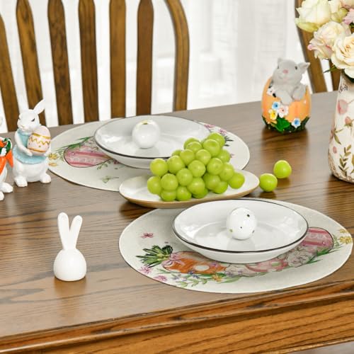 Artoid-Mode-Easter-Round-Placemats-Set-of-4-14-Inch-Bunnys-Carrot-Eggs-Spring-Farmhouse-Round-Table-Mats-for-Easter-Party-Dining-Decoration Artoid Mode Easter Round Placemats Set of 4 14 Inch Bunnys Carrot Eggs Spring Farmhouse Round Table Mats for Easter Party Dining Decoration