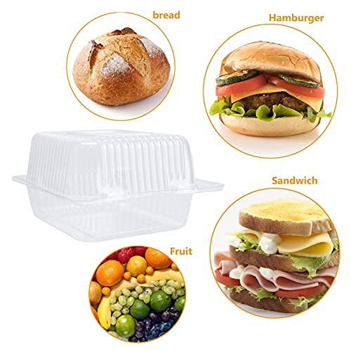 Mr.Foam FX-SPH Clear Hinged Plastic Containers With Lids,50Pc Square Hinged Food Individual Cake Slice Containers Disposable Plastic Clamshell Takeout Tray thumb #3