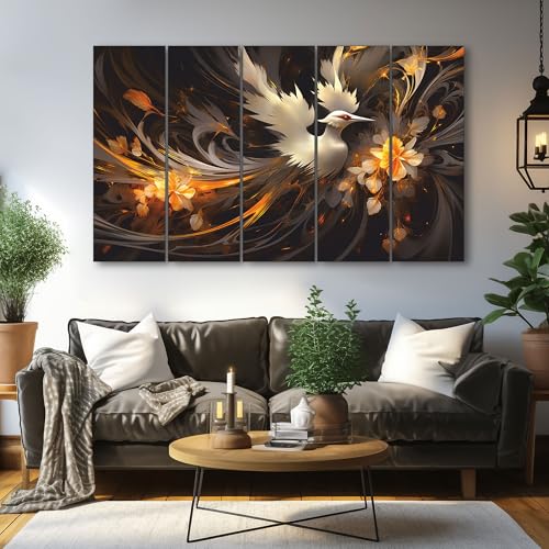 Image of The Castle Decor Beautiful bird painting with frame 5 Big Size (27x48) Multiple Frames Wall Art for living room,Bedroom,Drawing room,Hotels-Wooden Framed-Digital Painting