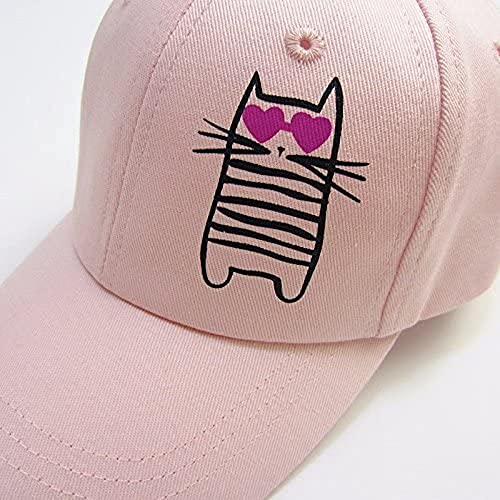 Image of Girls Baseball Hat Kids Cotton Hat Trucker Sun Hat Adjustable Toddler Baseball Cap Beach Hat for Toddler Girls 1-10 Years, Dancing Cat, 6-8 Years