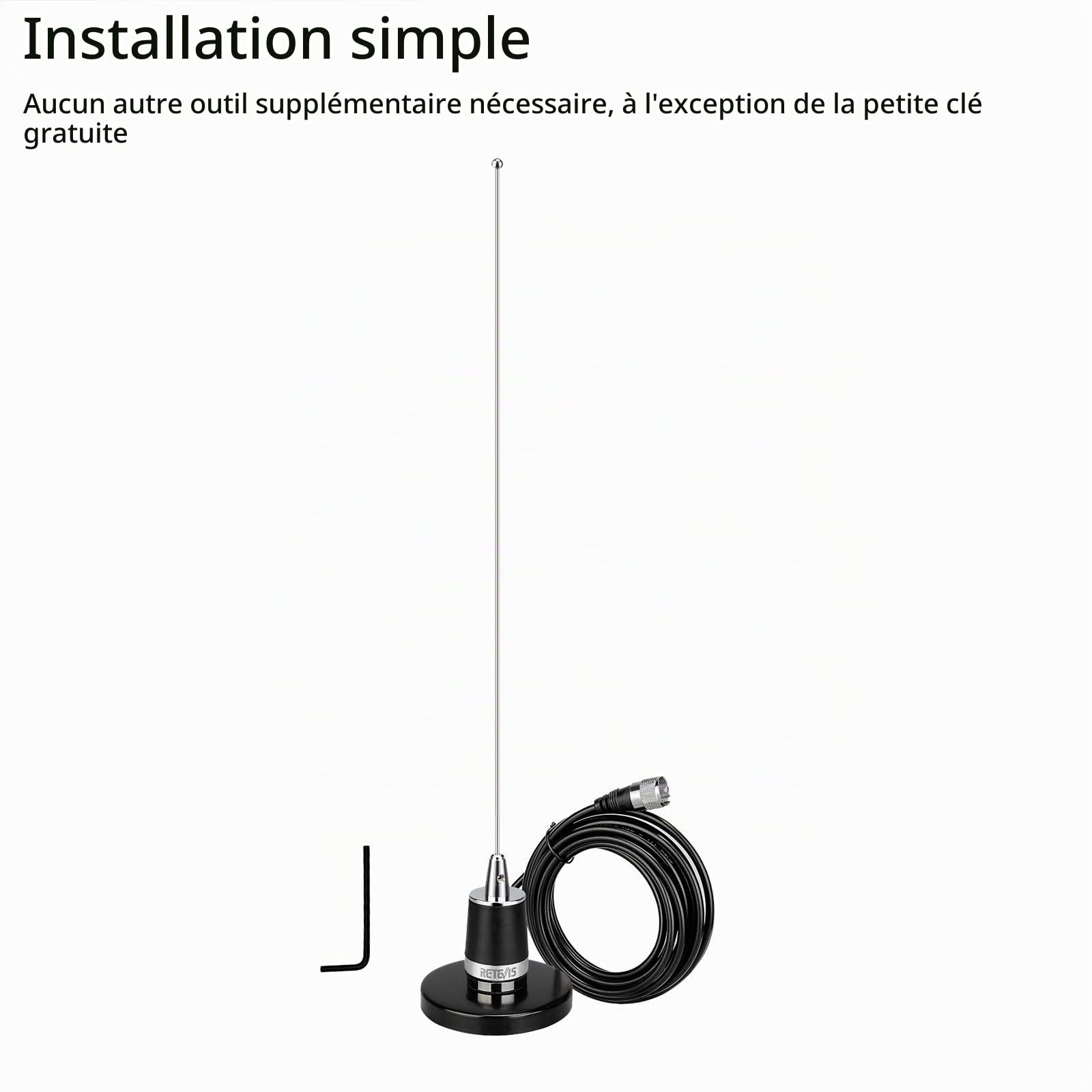 Retevis MR200 NMO Antenne de Voiture Double Bande 2 m/70 cm 144/430MHz Antenne Magnétique avec Base d'Antenne et RG58 Câble Coaxial Compatible avec Retevis RT95 ICOM Kenwood Yaesu TYT Amateur Radio
