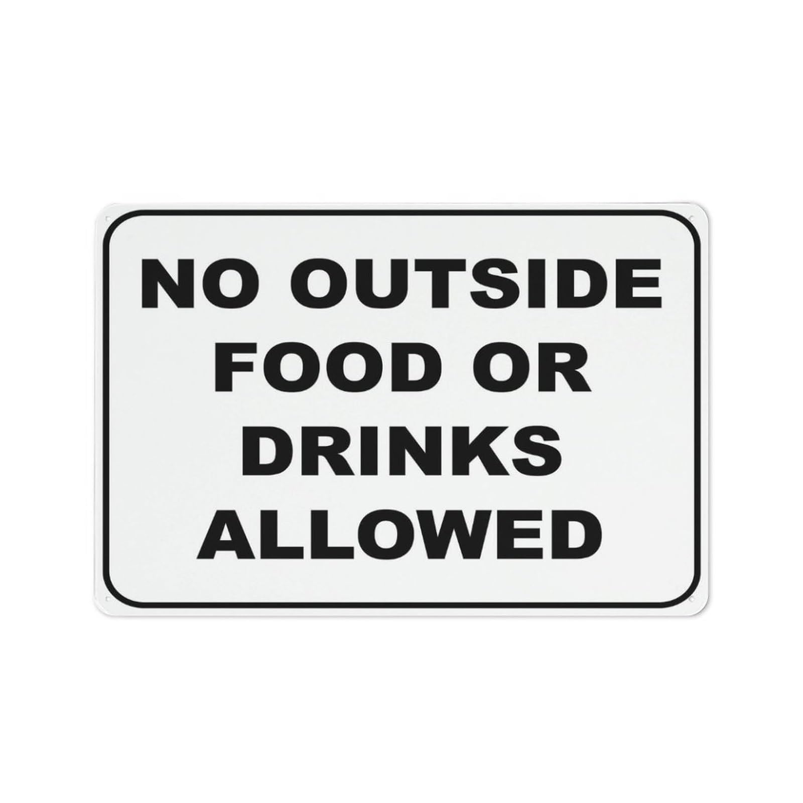 EKFBQBGW Food and Drink Policy Sign No Outside Items Allowed Reflective Aluminum Sign for Recreation Center Gymnasium Spa Facility Warning Plaque (8 X 12 inch)