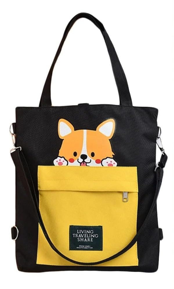 INOVERA (LABEL) Tote Bags for Women & Girls - Ladies Canvas Shoulder Handbags - Backpack With Adjustable Strap (Black) - Review, Price and Buying Guide