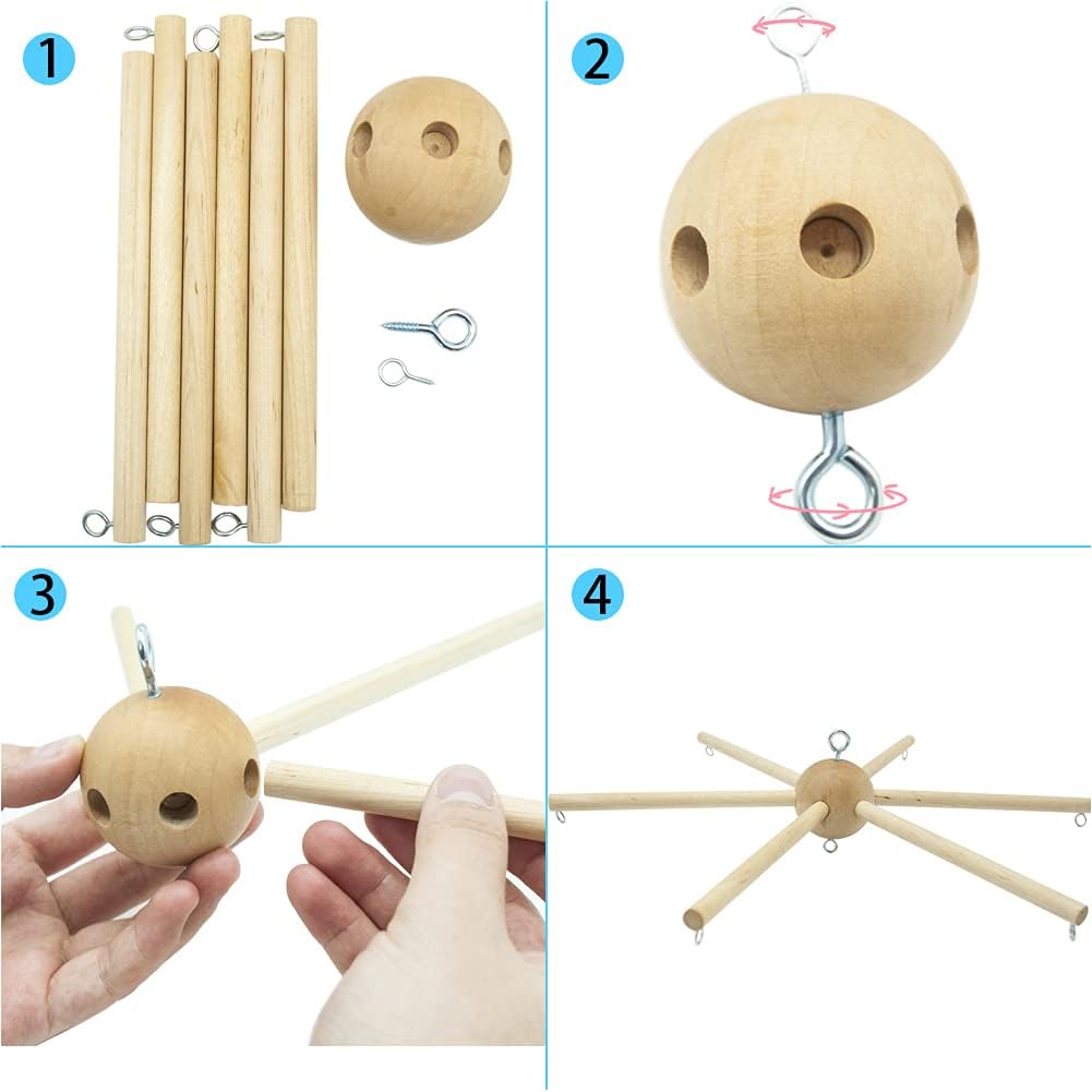 Soporte móvil de madera para campanillas de viento para cama de bebé, manualidades, accesorios de fotografía, decoración