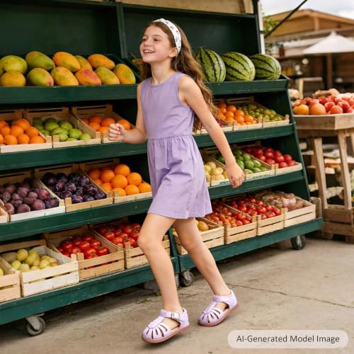 Image of Felix & Flora Toddler Girls Sandals Soft Rubber Princess Flat Shoes Flower Girl Shoes