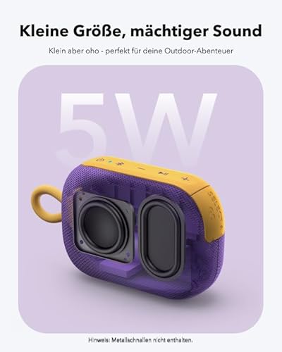 مكبر صوت بلوتوث سيليكت 4 جو الترا محمول بوقت تشغيل 20 ساعة ومقامة للماء والغبار بتصنيف IP67، مكبر صوت ستيريو لاسلكي قابل للطفو للمنزل والأماكن الخارجية والتنزه من ساوند كور (لون أرجواني/ أصفر)