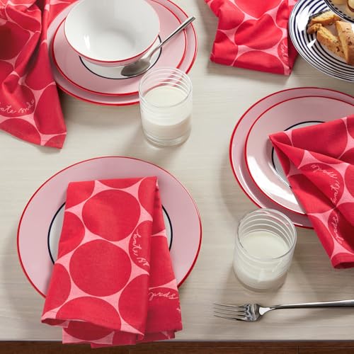 Image of kate spade new york Joy Dot Cloth Napkins 4-Pack Set, 100% Cotton, Machine Washable, Rose Pink /Red, 20 inchx20 inch