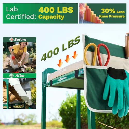Saker Garden Kneeler and Seat Foldable Gardening Stool with Extendable Legs - Image 5