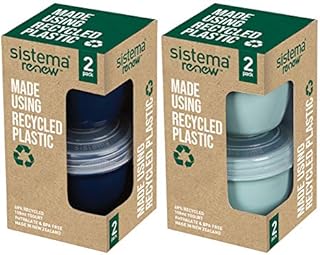 Sistema Renew Set of 2 Containers, Polypropylene, 150 ml, Blue/Blue