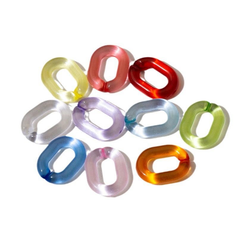 Akrylowe otwarte szybkozłącza, akrylowe pierścienie łączące, opakowanie 200 sztuk, wielokolorowe, 19 x 14 mm, do produkcji biżuterii (Tianlan)