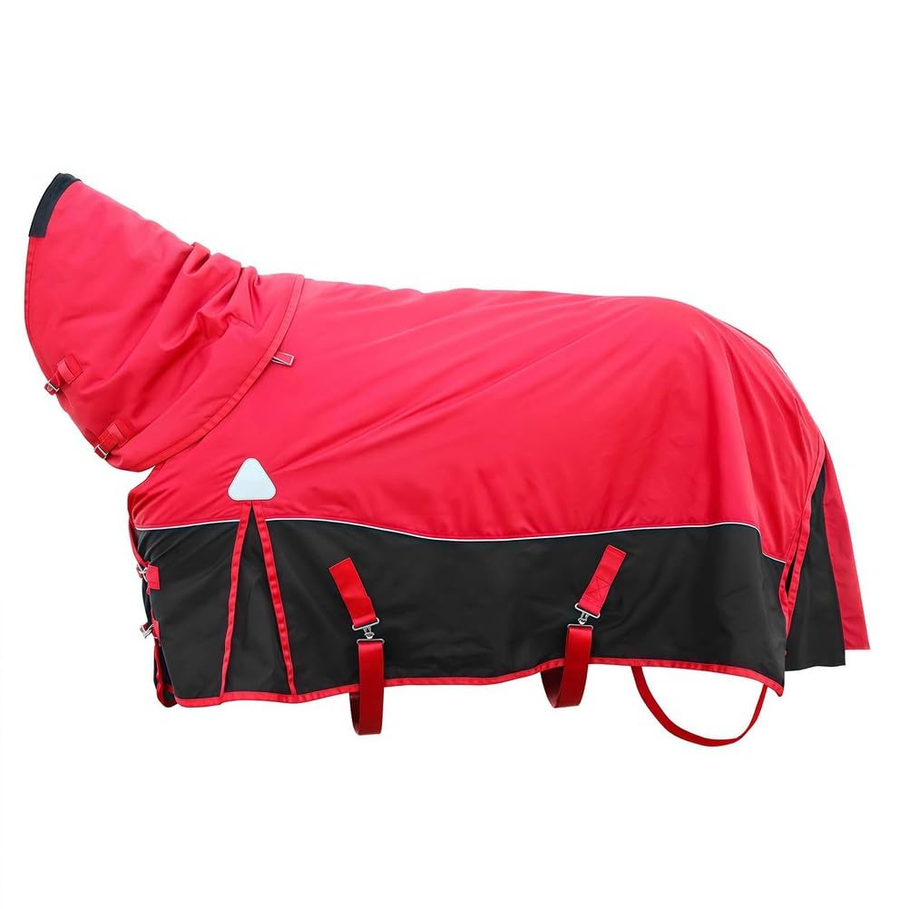 Manta de caballo, peso medio, impermeable, con cubierta de cuello desmontable, protección de invierno 1200D