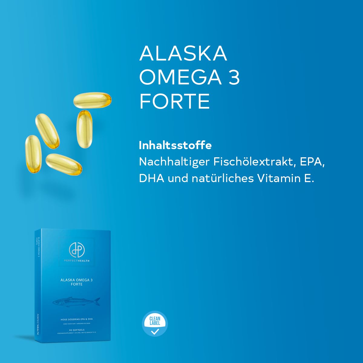 Perfect Health Oméga 3 Gélules Vegan - Haute Concentré 1000mg d'Huile de Poisson - 90 Gélules EPA DHA Haute Concentration - Acides Gras