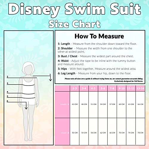 Image of Disney Girls One Piece Swimming Costume, Comfortable Stretchy Swimsuit - Girls Gifts