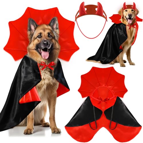 Vampire Dog Halloween Costume Devil Dog Costumes Cape Hairband fo...