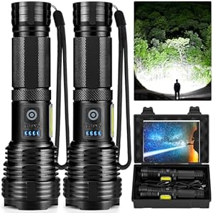 Flashlights LED High Lumens Rechargeable, 990,000 Lumen Super Bright Flashlight, USB Fast Charging High Powered Flash Light, Powerful IPX7 Waterproof Handheld Flashlights for Home,Camping(2 Pack)