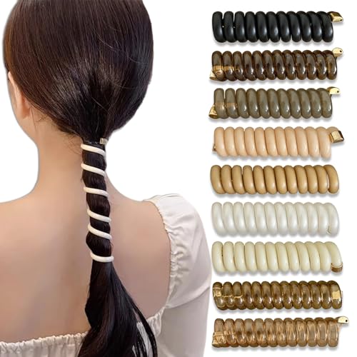 9 Pcs Braided Telephone Wire Hair Bands Ponytail Hair Ties for Women Girls Phone Cord Spiral Scrunchies Wedding Birthday Party Daily Hair Accessories