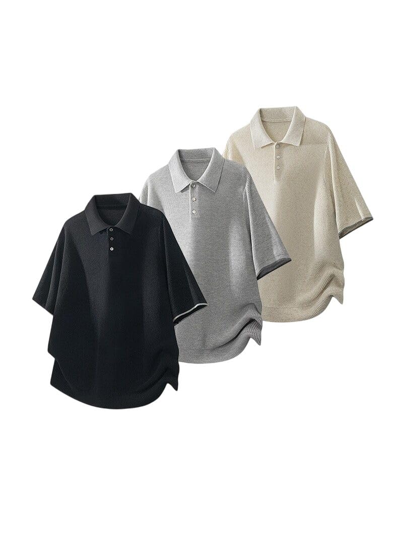 Polo de manga corta de nailon para hombre, ajuste holgado, para oficina, viajes, uso diario