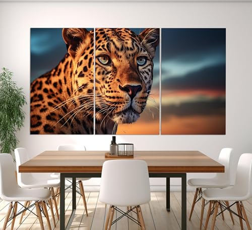 Portrait de leopard impression sur toile decoration murale cadre 20x30 cm