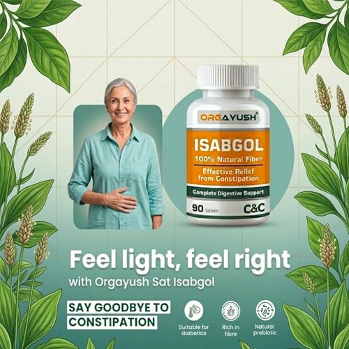Image of Isabgol Psyllium Husk Tablets - Digestive Support Supplement for Gut Health & Bowel Regularity, Gentle Fiber Tablets for Daily Use (Pack of 2)