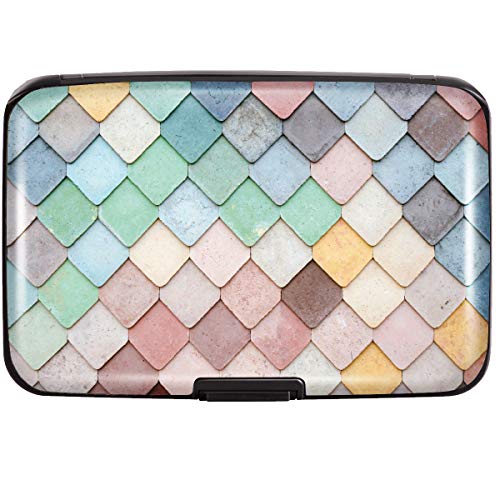 La Mejor Recopilación de Rombos de Colores comprados en linea. 44 Mini tarjetero de crédito para mujeres o hombres, con bloqueo RFID, estuche rígido delgado para tarjetas de identificación, portafolios de viaje, Rombo de colores, S