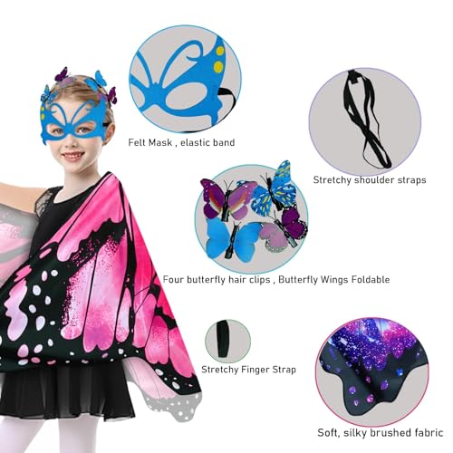 Disfraz infantil alas de mariposa para niñas rosa miniatura 4