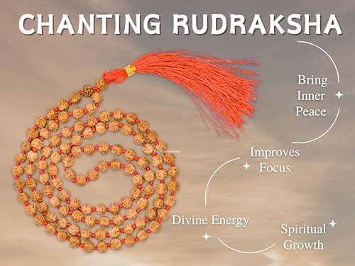 Image of Rudraksha Mala 108 Beads Original Panchmukhi, Authentic Rudraksha Chain for Men, Spiritual Japa Mala 108 Beads Prayer Meditation Rudraksha Mala Necklace, Handcrafted with Natural Beads for Inner Peace