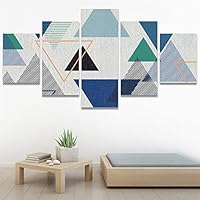 SIGNWIN 5 Panel Canvas Wall Art Modern Art Contemporary Dramatic Geometric Mixed Media Multicolor Patterns for Home Decorations Ready to Hang - 60
